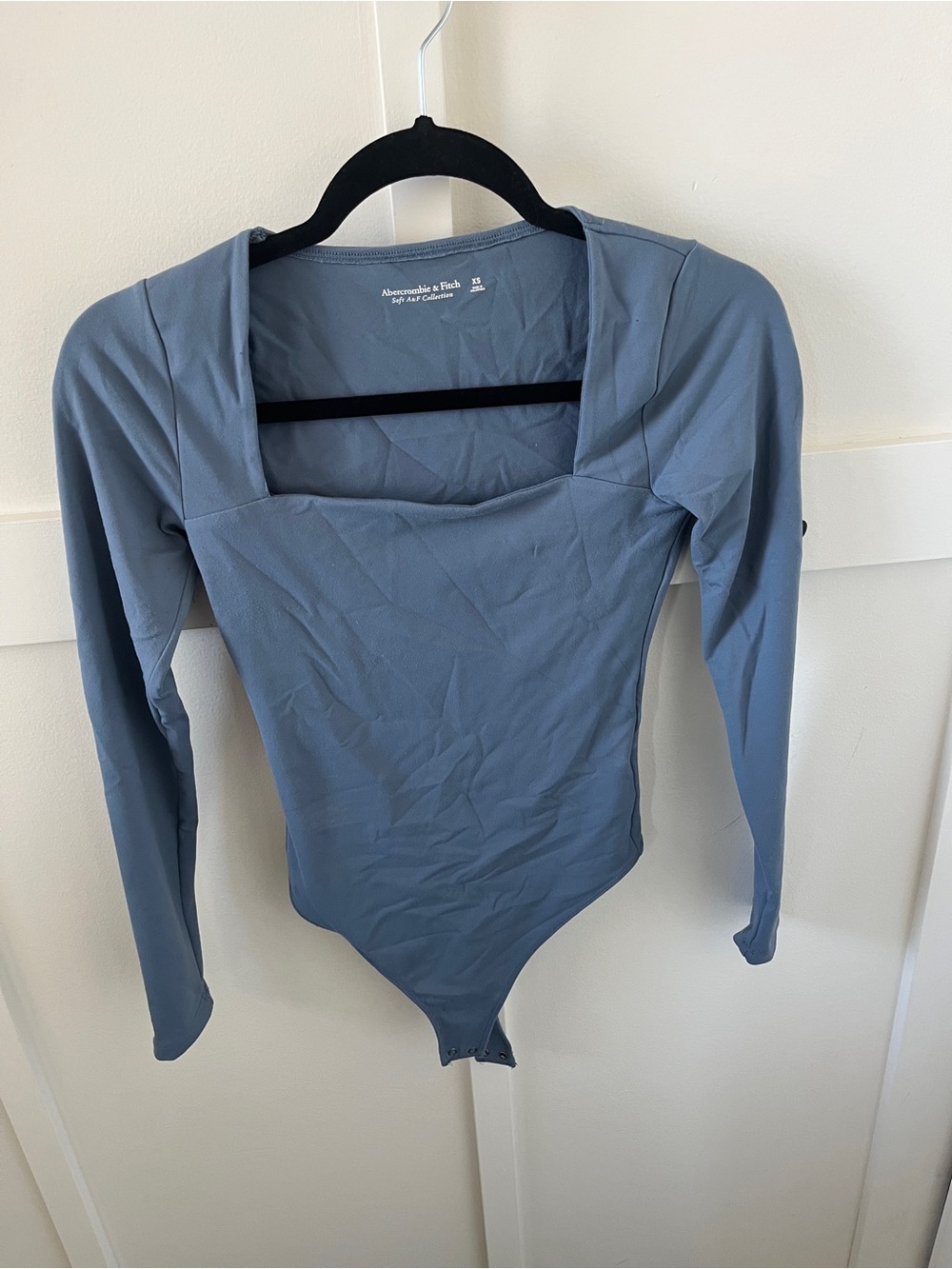 Abercrombie & Fitch Dusty Blue Long-Sleeve Square Neck Bodysuit
